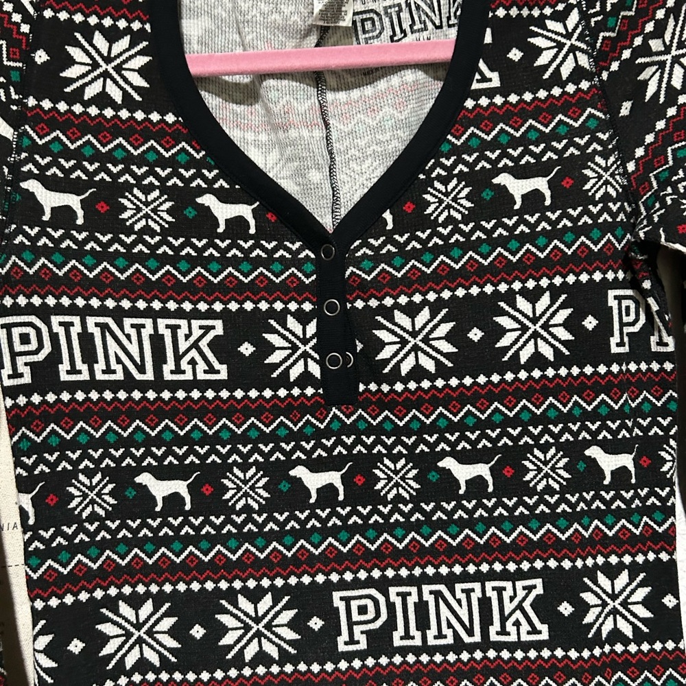 PINK Victoria's Secret Black and Red Patterned Onesie - Picture 6 of 9